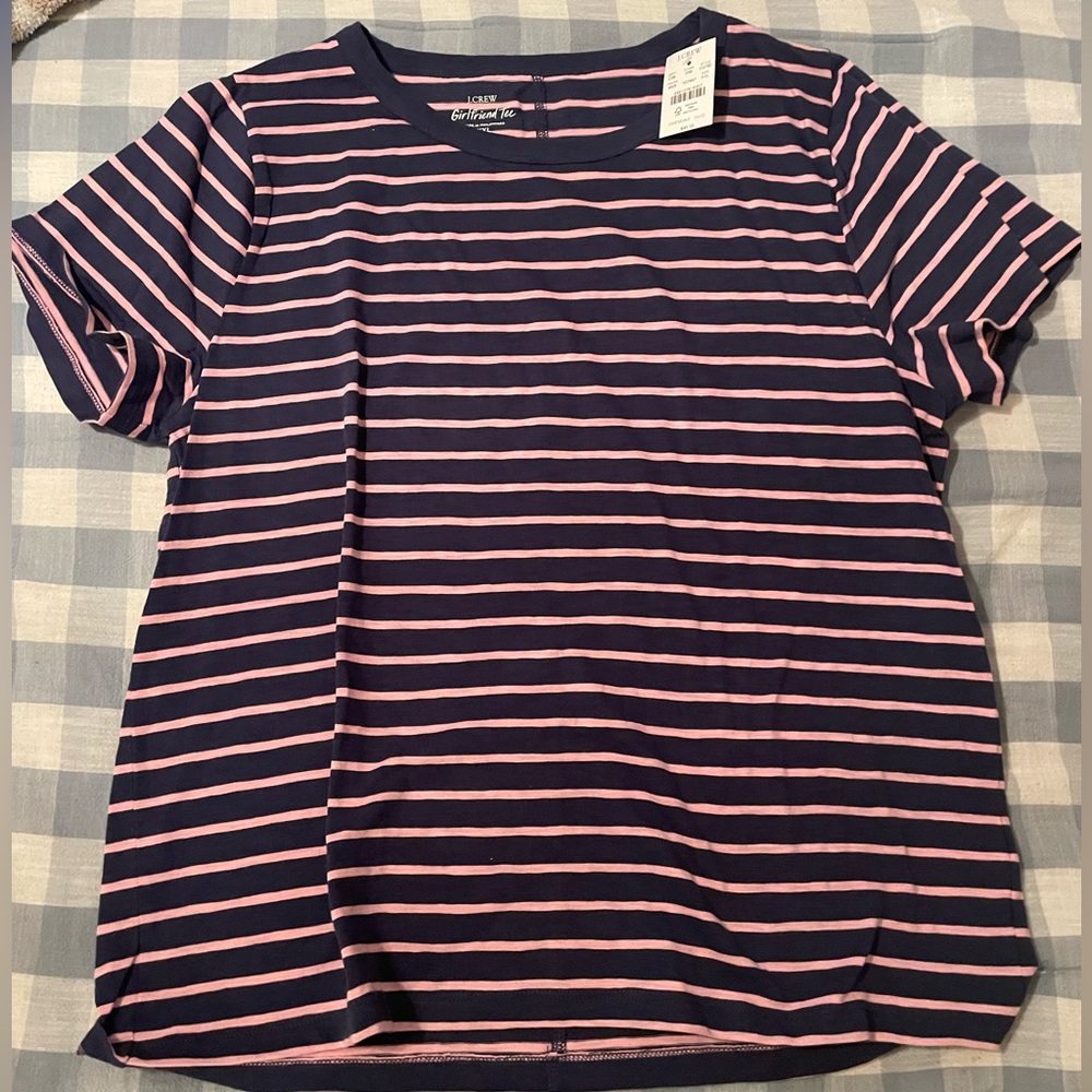Lot of 2 JCrew tshirts - navy/pink stripe and lavender NWT